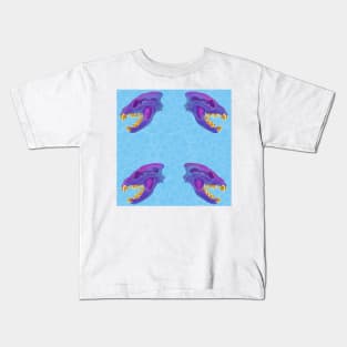 Diaphonized Hyena Skull Gold Teeth Blue Kids T-Shirt